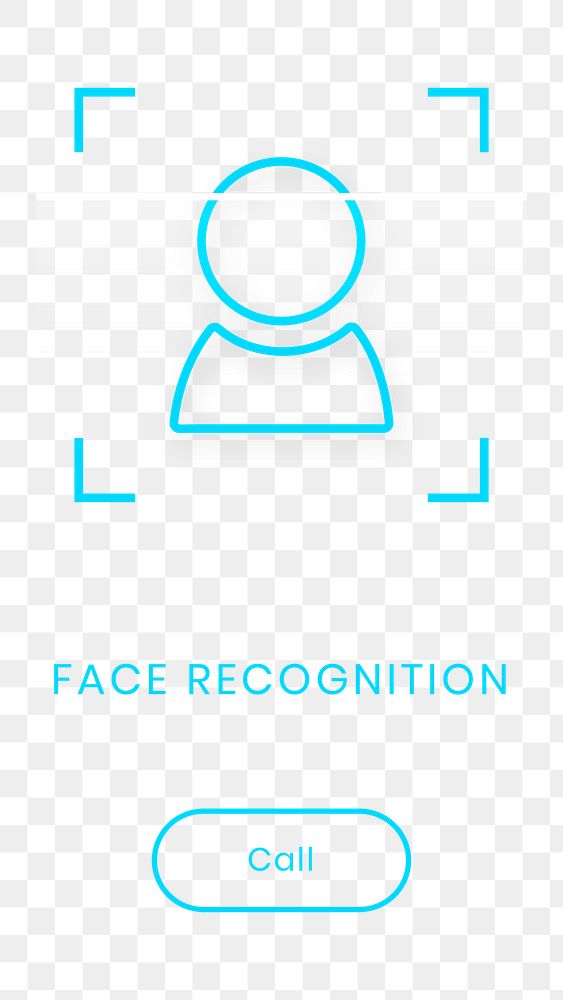Png face recognition user interface in blue