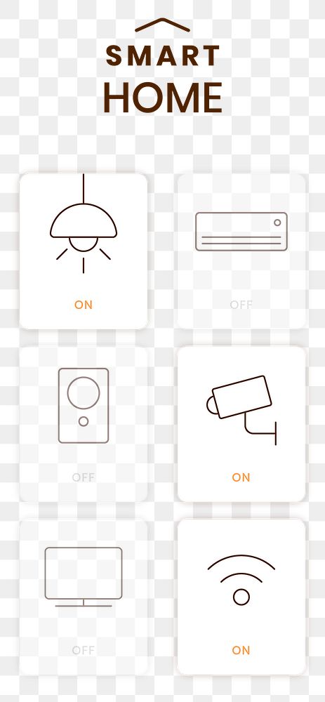 Png smart home mobile application icons set