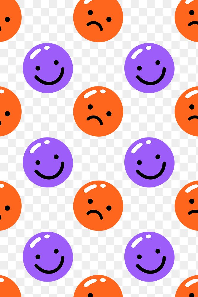 PNG pattern happy and sad emoji in funky bright colors