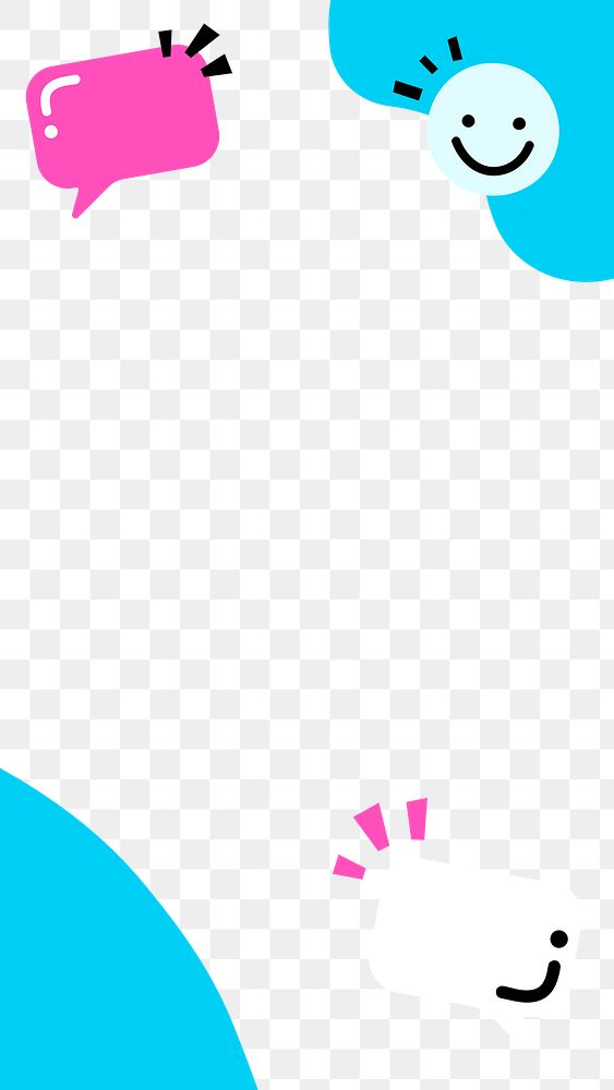 Blue border png with pink message box and smiling emoticon