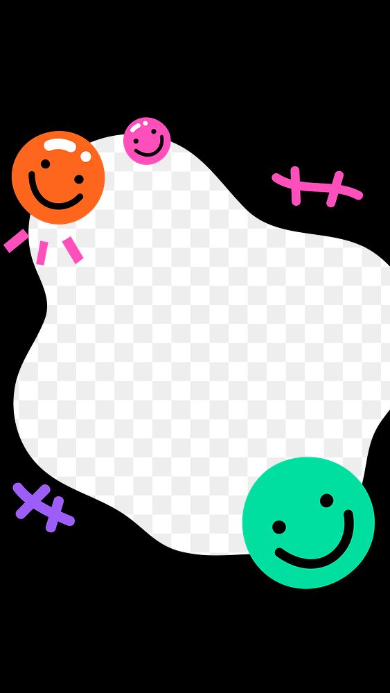 Black frame png with cute emoticons