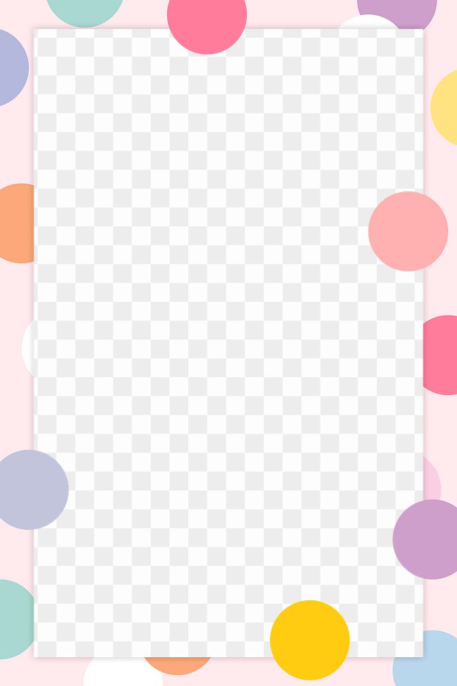 Png pastel polka dot frame with transparent background