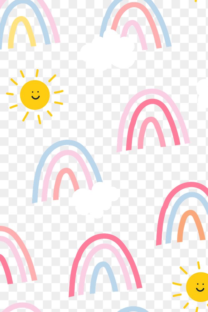 Background png with cute rainbow pattern 