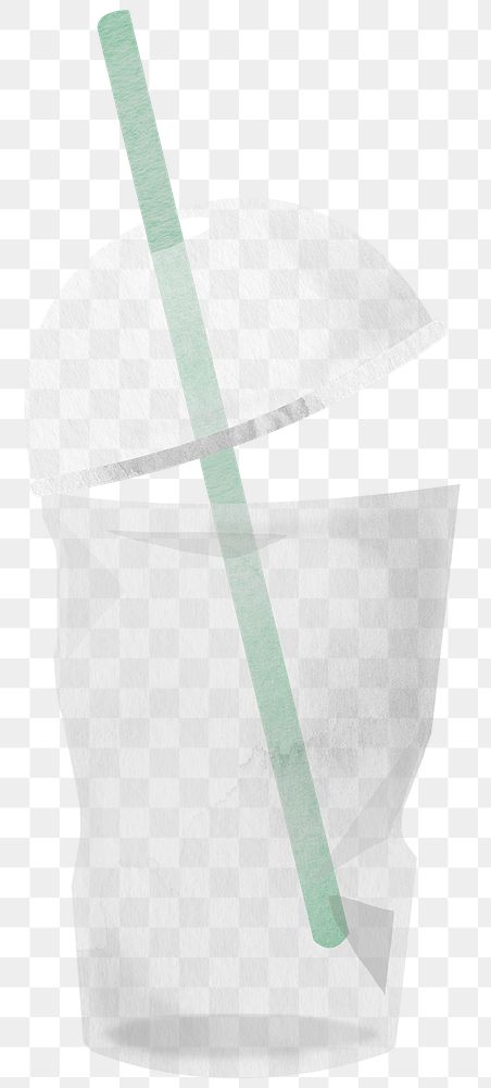 Png plastic cup with green straw design element