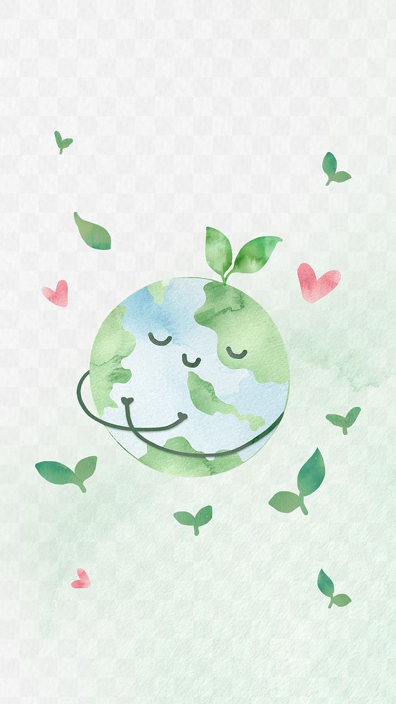 Png love earth wallpaper with globe hugging itself illustration