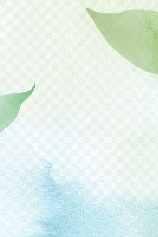Png environment background with leaf border in watercolor illustration  