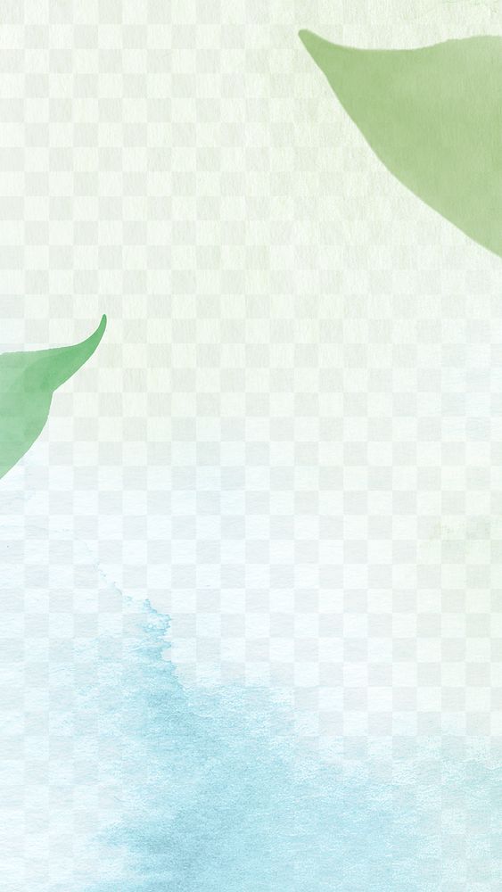 Png environment wallpaper with leaf border in watercolor illustration