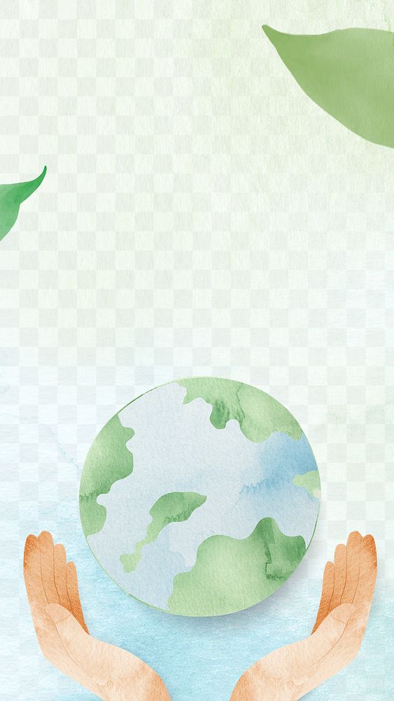 Png environment conservation watercolor background with hands protecting the world illustration                             …