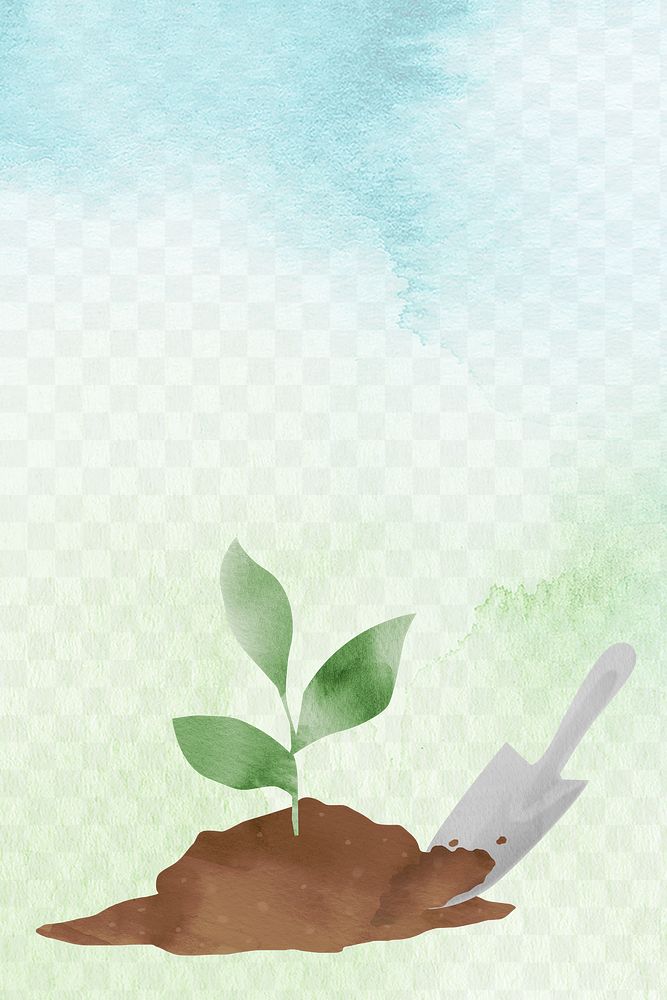 Png planting tree watercolor background nature conservation illustration