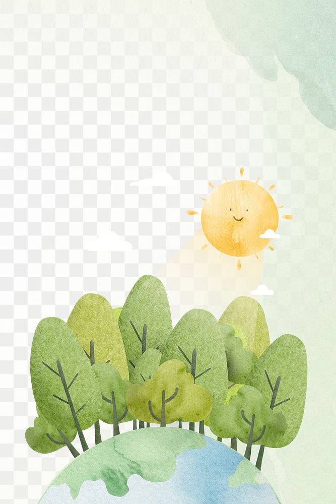 Png environment background with cute sunshine watercolor 
