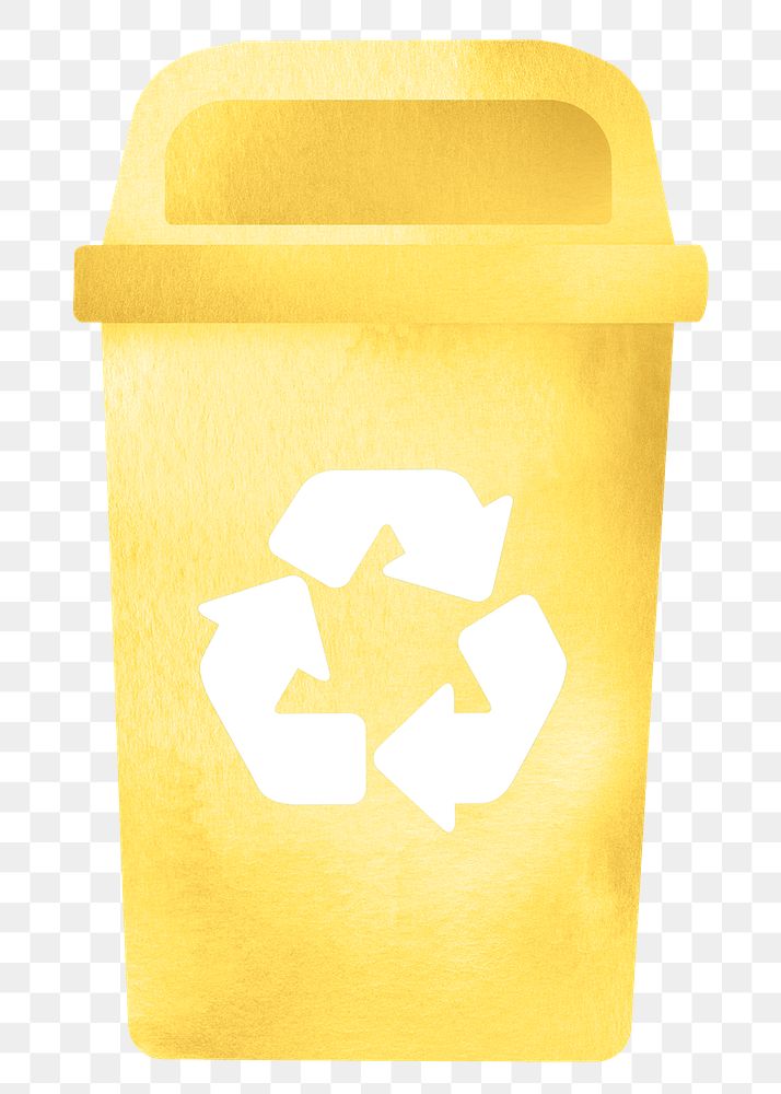 Bin png recycling trash with yellow container design element
