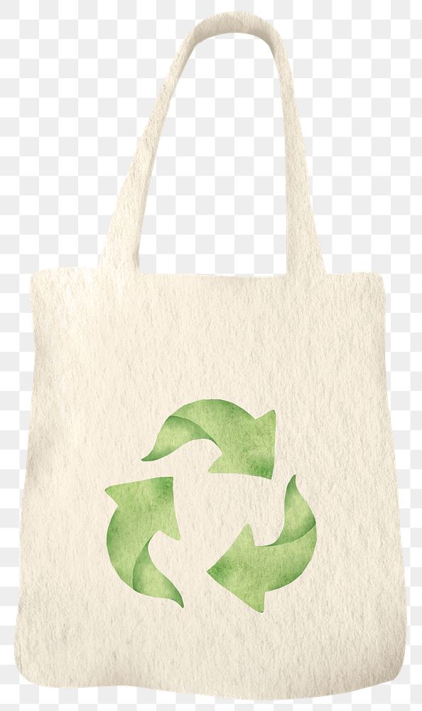 Png tote bag with recycle icon design element