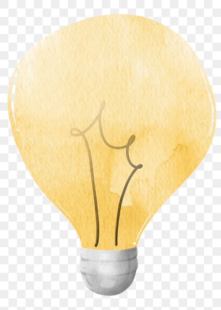 Png light bulb in watercolor design element