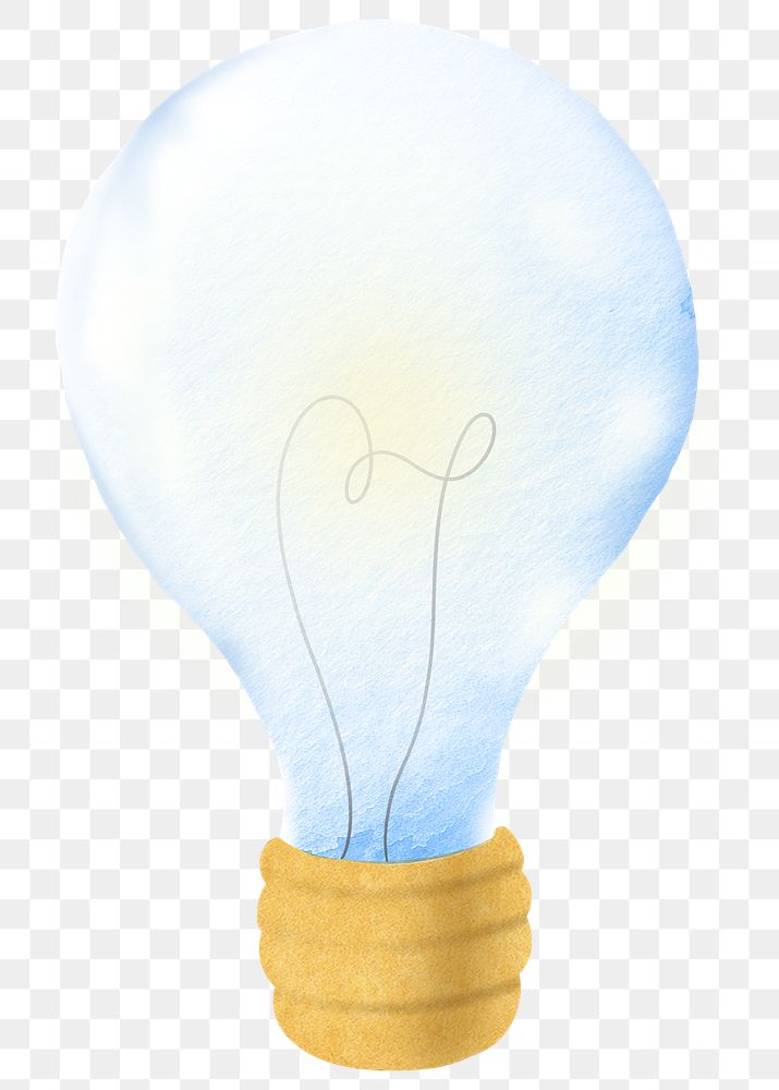 Png light bulb in watercolor design element