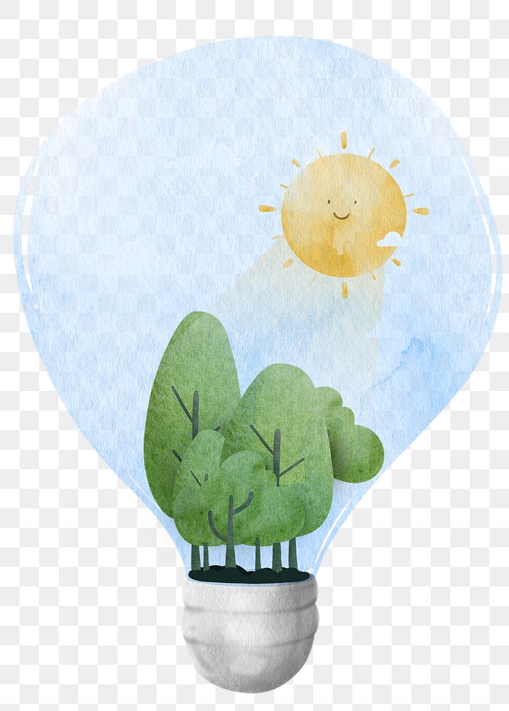 Bulb png with forest design element