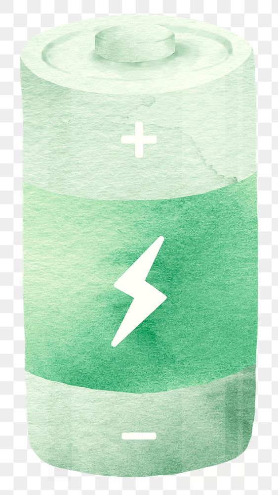 Battery png in watercolor design element