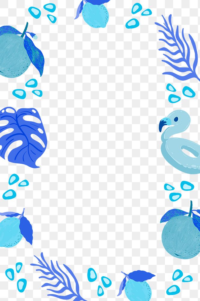 Blue tropical summer frame design element 