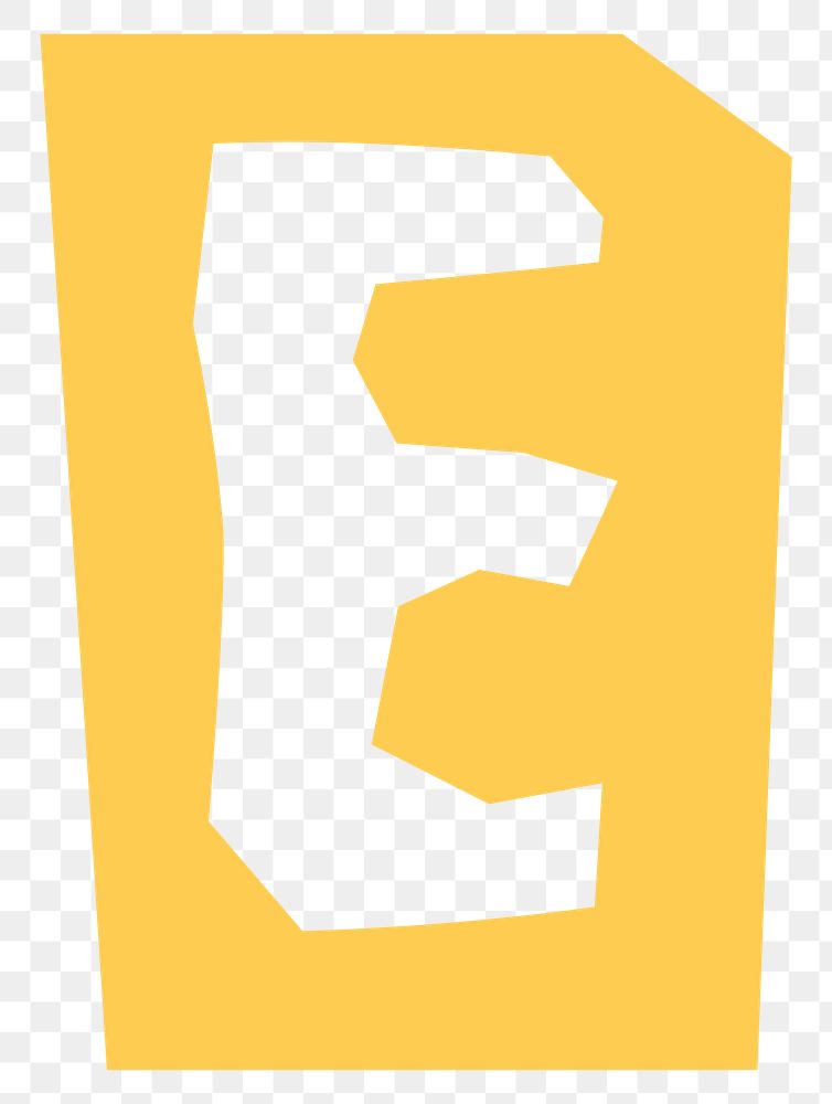 E letter paper cut png alphabet  typography font