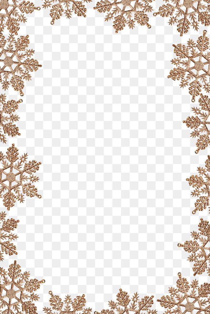Festive golden snowflakes frame transparent png