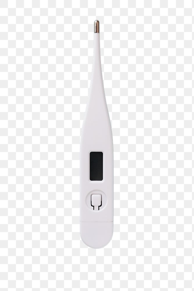 White digital thermometer mockup transparent png