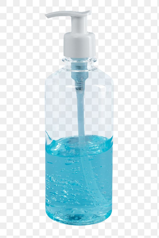 Hand sanitizer in a pump head bottle transparent png