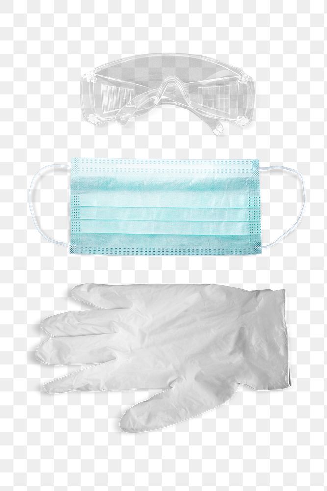 Coronavirus prevention mask and gloves transparent png 