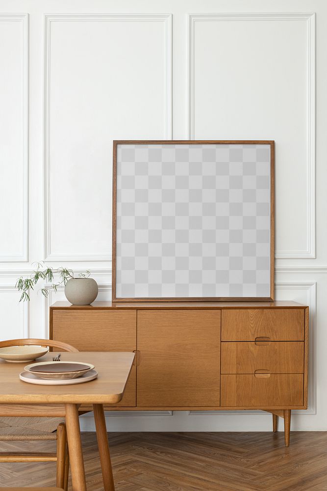 Minimal picture frame mockup png with Scandinavian design