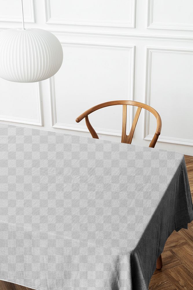 Tablecloth mockup png in dining room
