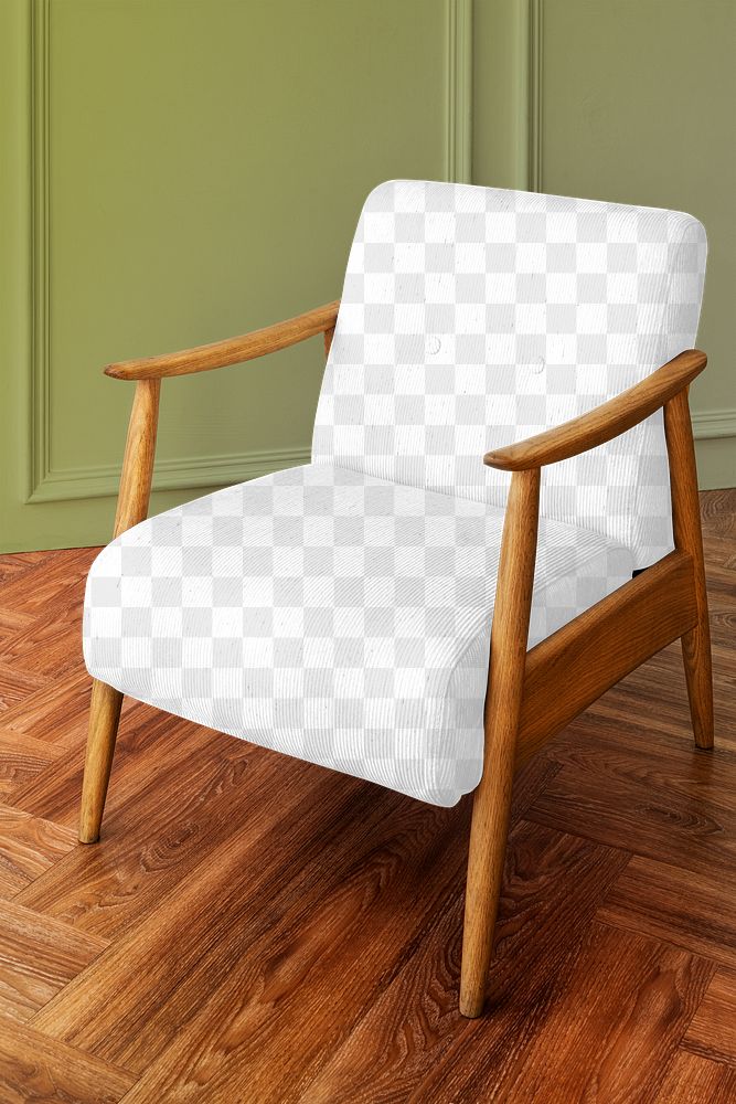 Vintage armchair mockup png in mid century modern style