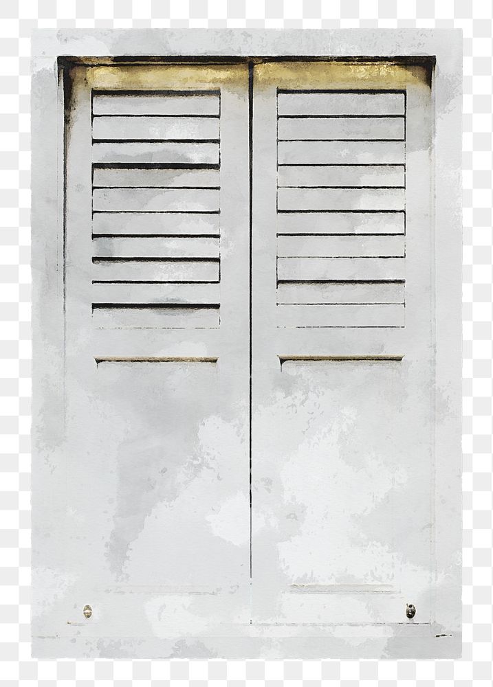 Double window png clipart, watercolor architecture illustration