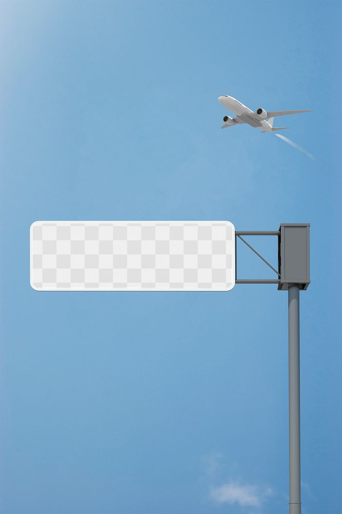 3D Airport sign mockup png transparent, traffic direction