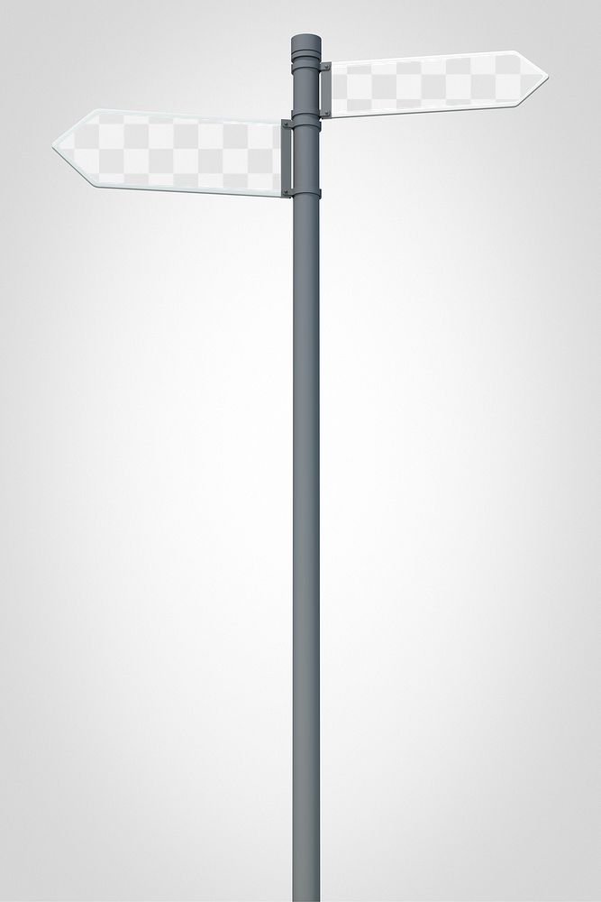 3D street sign mockup png transparent, directional arrows 