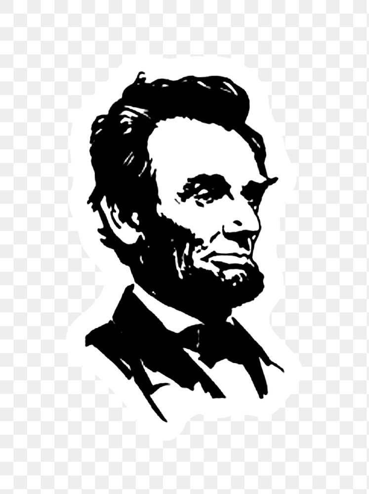 Abraham Lincoln portrait sticker with white border
