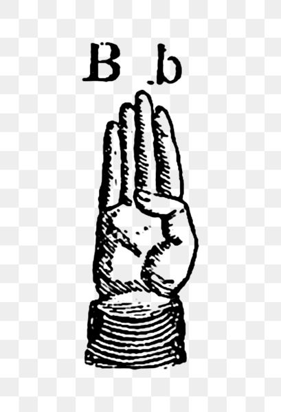 PNG Drawing of a sign language for letter B, transparent background