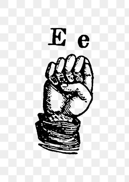 PNG Sign language for letter E illustration vector, transparent background