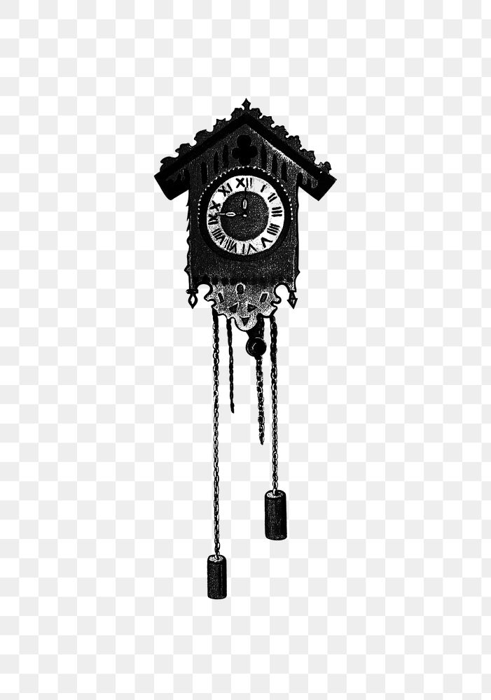PNG Drawing of a cuckoo clock, transparent background