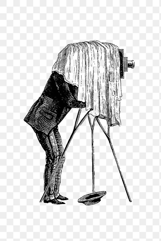 PNG Drawing of a vintage photographer, transparent background