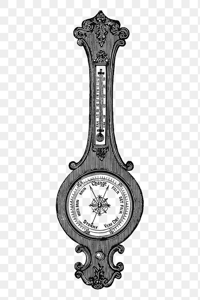 PNG Drawing of a barometer, transparent background