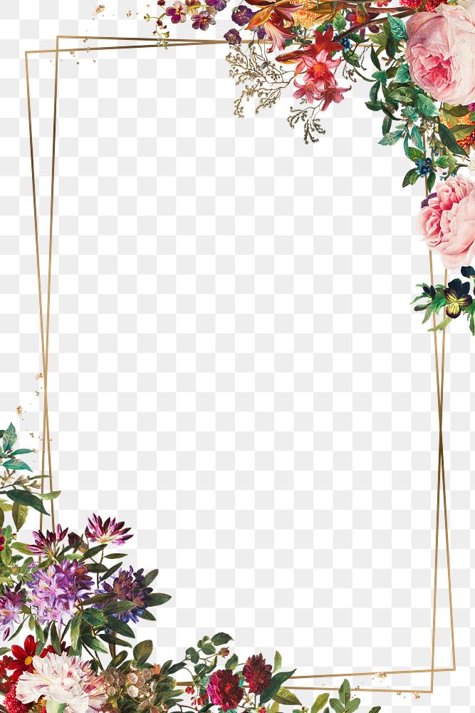 Gold frame on flower bouquets | Free PNG - rawpixel