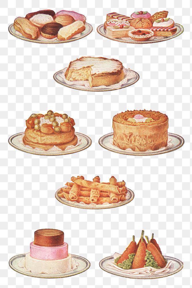 Vintage sweets and gateau illustrations 