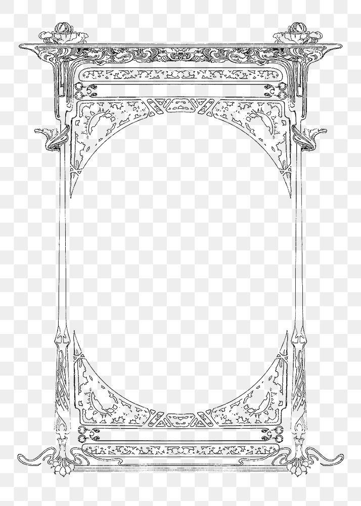 Art nouveau png frame, remixed from the artworks of Alphonse Maria Mucha