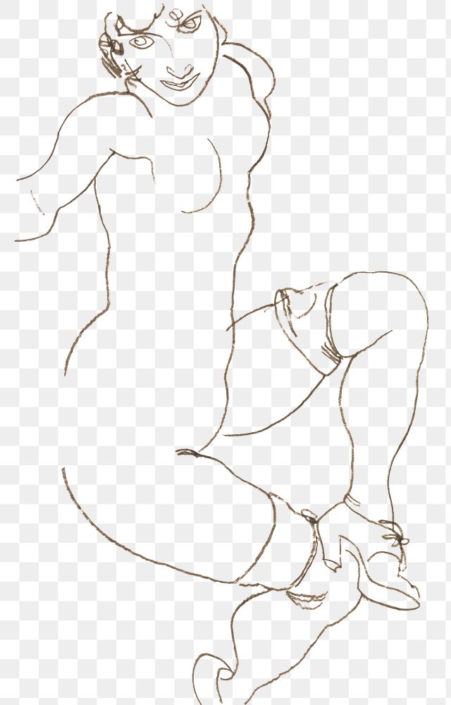 Nude woman drawing png remixed from the artworks of Egon Schiele.
