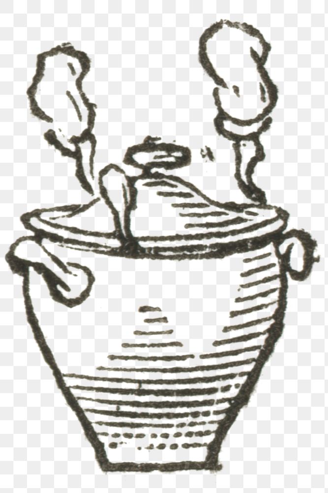 Vintage png teapot engraving hand drawn illustration