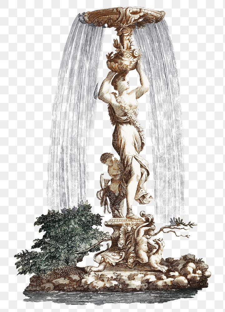 Ancient Greek Venus fountain png sticker vintage illustration