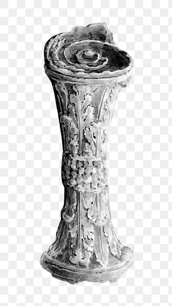 Hand drawn black and white watercolor Roma pillar ruins design element