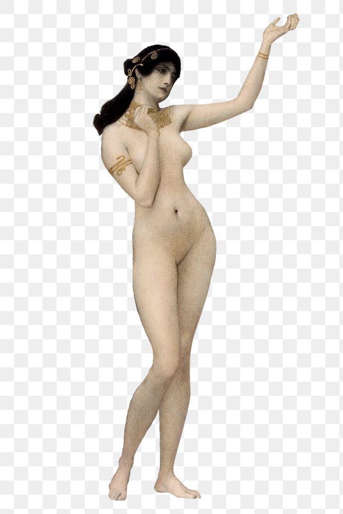 Nude woman png sculpture, vintage famous painting, remixed from artworks by Gustav Klimt