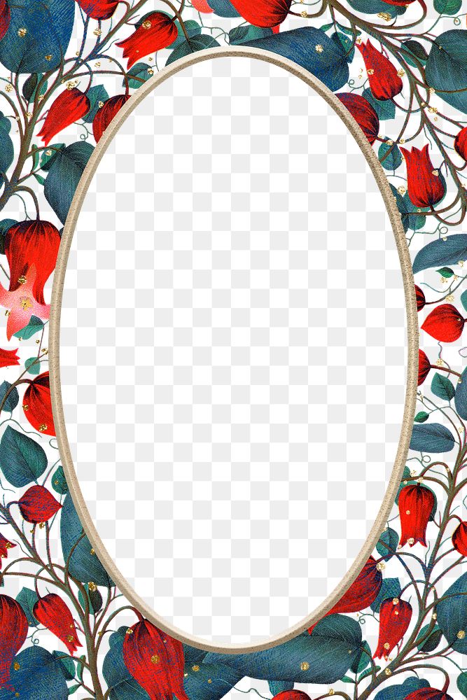 Vintage floral png frame, transparent background