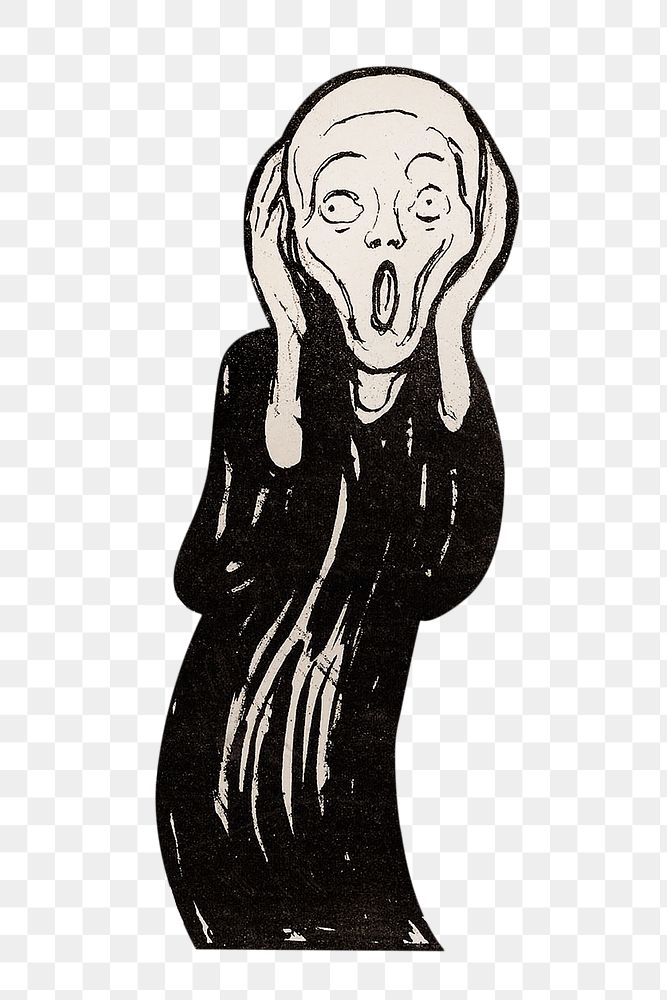 The Scream png sticker, Edvard Munch's famous artwork on transparent background, remastered by rawpixel