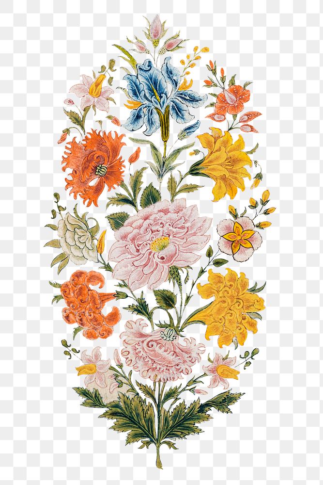 Vintage exotic flower sticker illustration png
