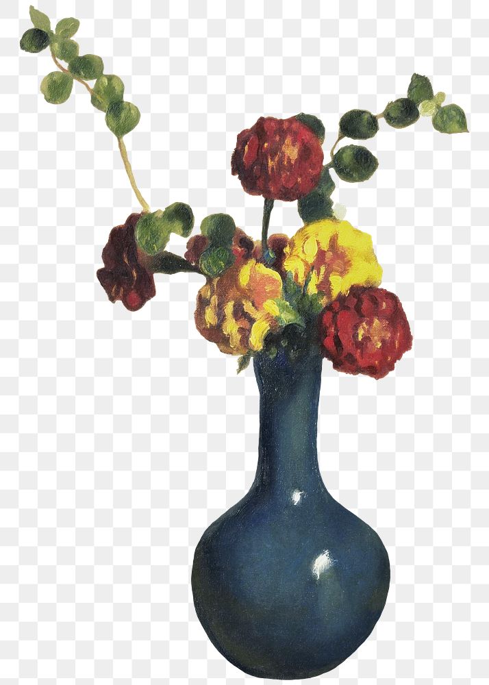 Vintage flower in vase illustration png, remix from artworks by Willem Witsen